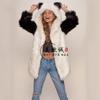 Amantes de AliExpress abrigo de otoño e invierno para damas abrigo largo de piel sintética con capucha y orejas lindas al por mayor