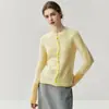 Otoño e Invierno Nuevo Estilo Pequeño Estilo Chanel Diseño de Botones Suéter de Cachemira Manga Larga Cárdigan Tejido para Mujer Bloque de Color Cuello Redondo Suéter Engrosado