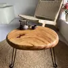 Mesa de Centro Plegable de Madera Maciza, Mesa Pequeña Simple para Balcón Exterior, Mesa Baja Tatami para Sala de Estar, Mesa de Centro para Balcón