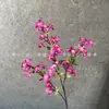 Flores artificiais, pequenas cerejeiras de três galhos, decorações de casamento de alta qualidade, decoração de casa, arranjos florais para sala de estar e mesa de jantar, peças de arte floral e arranjos de flores