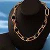 Tendencia Transfronteriza Europea y Americana Cadena Cuadrada Incrustada Disco Negro Diseño de Nicho Estilo Ins Moda Retro Conjunto de Tres Piezas