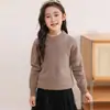 Suéter Infantil 100% Lã Suéter Masculino Gola Redonda Meio Alta Suéter Feminino Tricotado Suéter de Lã Grossa Dupla Camada Base para Bebê