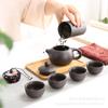 Juego de Té Completo para Viaje con Una Tetera y Cuatro Tazas, Juego Portátil para Exteriores de Arcilla Púrpura, Taza Rápida, Logo, Té Kung Fu para Negocios