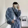Chaqueta vaquera corta con hombrera azul claro para hombre estilo primavera y otoño marca de moda retro alta gama sentido canalla guapo limpiaf2026