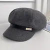 Nuevo Estilo Retro Británico Color Sólido Tacto de Alta Gama Cómodo Sombrero Octagonal para Mujer Otoño Invierno Atmósfera Versátil Sombrero Artístico de Pintor