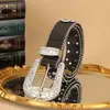 Cinturón de Pedrería Estilo Popular Completamente de Diamante Brillante Nuevo Estilo Europeo y Americano Cinturón de Remache de Punto Venta al por Mayor Cintura Cruzada