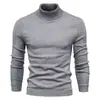 Suéter Gola Alta Liso Masculino Outono/Inverno 2025 Tricô Masculino Camisa Base Verde Militar