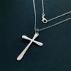 Temu AliExpress Joyería europea y americana chapada en plata 925 46CM de largo colgante de cruz collar de cadena delgada suministro en stock