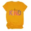 Amazon eBay sitio independiente moda casual mujer "sé amable" corazón letra hueco cuello redondo manga corta camiseta
