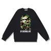 Marca de moda transfronteriza de comercio exterior BAPE sudadera con capucha de punto para hombre, otoño e invierno, manga larga, estampado de letras, holgada, cuello redondo