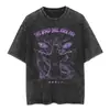 Estilo de Rua Harajuku Camiseta Masculina Lavada Estampa de Anime Japonês Naruto Camiseta Retrô Verão Algodão Moda Manga Curta
