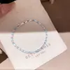 Pulsera Rectangular de Circonita Estilo Francés con Broche Sencillo, Lujo Ligero, Sensación de Alta Gama, Pulsera Elegante, Joyería de Mano Versátil y Exquisita al por Mayor