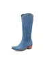 Botas de Tela con Punta para Mujer Botas de Cuero con Remaches Estilo Europeo y Americano Botas de Moda tipo Manga Botas Vaqueras Tacón Medio Zapatos para Mujer Botas de Comercio Exterior