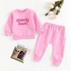 Conjunto de Sudadera Casual de Manga Larga con Estampado de Letras Lindas para Bebés, Niños y Niñas, Color Caramelo/Rosa, Transfronterizo
