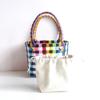 Bolsa de Cesta Pequeña Tejida Color Viento Bolsa Cuadrada Cesta Portátil para Verduras Bolso de Hombro Combinación para Picnic y Fotos Bolso de Playa