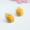 Pendientes de Plata S925 Jueyu Incrustados con Ámbar Natural Cera de Abeja Vieja Pendientes de Miel Completa Fábrica de Joyería Al por Mayor S3020112A