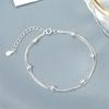 Pulseira Feminina de Moda Estilo Coreano Camada Dupla Corrente Espinha de Cobra Levemente Contas Redondas