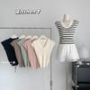 Camiseta de Moda Única/Cintura Oculta con Cuello en V y Mangas Cortas para Mujer, Diseñada con un Sentido de Puro Deseo, Top de Punto