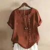 Blusa Franzida de Seda Gelo Plus Size, Estilo Simples, Top Feminino Liso de Gola Redonda, Manga Curta, Camiseta Casual Solta para o Dia a Dia