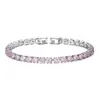 4.0 Pulseira Tennis Zircônia Cravejada com Diamantes, Direto do Fabricante, Corrente Tennis Colorida e Simples, Pulseira Tennis Estilo Transfronteiriço com Cravação de Diamantes