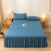 Faldón de Cama de Color Sólido Pieza Única Cubierta de Cama de Algodón Sábana Bajera con Falda Cubierta Protectora a Prueba de Polvo Antideslizante Faldón de Cama