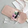 Nova bolsa transversal transparente com tela sensível ao toque para celular, carteira com fivela de cor sólida, porta-cartões, celular, estilo retrô para estudantes