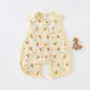 Mameluco sin costuras de gasa de algodón puro Clase A para bebé, estilo de verano delgado, mameluco transpirable estilo chaleco protector para la barriga del bebé