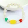 Pulsera de cuentas estilo antiguo de Jade Dorado Natural Seda Guan Yu Ágata Calcedonia para Mujeres Cristal en Vivo Venta al por Mayor S5020508