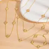 Collar de Azúcar Cuadrado Trébol de Cuatro Hojas Gipsofila Diseño de Lujo Ligero Nicho Cadena para Suéter Clavícula Apilamiento Accesorios Simples para Mujer Venta al por Mayor
