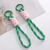 Chaveiro com Padrão de Liga de Poliéster Espesso e Nós, Argola de Chaveiro, Pingente de Chaveiro DIY Feito à Mão, Acessórios de Joalheria