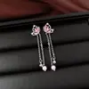 Pendientes de Borla con Perla Mariposa de Circonita de Aguja Plateada, Pendientes Elegantes y Dulces con un Toque de Lujo Ligero y de Alta Gama, Pendientes de Nicho para Mujer