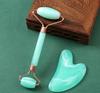Tablero de masaje con rodillo de cristal en forma de corazón, apto para belleza facial transparente en blanco sin jade, instrumento de masaje con rodillo de doble cabezal.