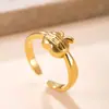 Joyería de Acero Inoxidable Transfronteriza, Anillos de Moda y Lindos Chapados en Oro de 18 Quilates, Anillos Abiertos de Acero de Titanio con Forma de Manzana Fundida para Mujeres, Apilables