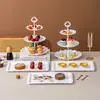 Estante para Frutero de Tres Niveles Plástico Europeo Plato para Dulces Sala de Estar Hogar Mesa de Centro Bandeja de Almacenamiento de Snacks Estante para Snacks de Múltiples Niveles