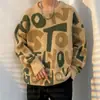 Tejidos Retro de Otoño e Invierno para Hombre, Tejidos Redondos Sueltos de Marca de Moda, Tops de Punto Sueltos de Estilo Coreano para Hombre