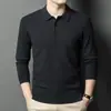 Polo de Lã com Gola Lapela Outono Masculino Grosso Cor Lisa Camada Base de Tricô Casual Versátil Malha
