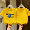 Camiseta de Manga Corta para Niños 2026 Verano Algodón Puro Estampada Parte Superior Estilosa de Corte Holgado Estilo Coreano Cuello Redondo Manga Media