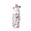 Taza Aislada con Estampado de Leopardo Altamente Atractivo Acero Inoxidable Tapa de Doble Uso con Popote para Coche y Deportes Mayoreo