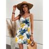 En stock transfronterizo Amazon wish2024 explosiones comercio exterior europeo y americano estilo vacacional para mujer falda de tirantes con estampado de tinta