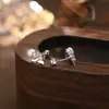 Pendientes de Cola de Pez de Plata Pura S999 para Mujer, Pendientes de Moda para el Trabajo, Sencillos Elegantes, Cierre de Rosca Retorcida de Perla, Pendientes para Perforación de Oreja