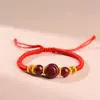 Pulsera Roja de Cuerda de Cinabrio Natural para Niños, Pulsera de Bebé del Año de Nacimiento, Amuleto Seguro de Transferencia, Pulsera de Cinabrio para Bebé