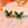 Brincos para Mulheres Menta Mambo Verde Gradiente Borboleta Brincos Borboleta Verde Colar de Pérolas Anel Conjunto da Moda Atacado