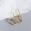 Brincos de Prata S925 Estilo Coreano Atacado para Mulheres, Brincos Argola Geométricos Ovais de Nicho, Acessórios de Orelha Simples e Modernos