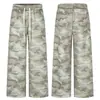Pantalones curvos de camuflaje retro americano para hombre, pantalones finos de pierna ancha de alta gama para verano, pantalones casuales rectos holgados