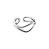 Anillo de Plata Esterlina S925 Ola de Viento Extremo Doble Capa Diseño de Nicho Sentido Línea Irregular Pulsera Dedo Índice R00344