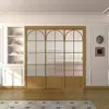 Puerta corredera de tres paneles estilo francés retro color nogal para balcón de cocina, puerta corredera para sala de estar, mampara de baño, puerta corredera de aleación de aluminio