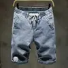 Shorts de mezclilla finos de verano para hombre, nuevos de moda casual ajustados estilo japonés juveniles populares con cremallera hasta la rodilla
