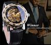 Ganador ganador 614 reloj moda para hombre casual popular diamantes de imitación hueco manual reloj mecánico al por mayor