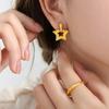 Misteriosos, Modernos, Versátiles, Únicos, de Nicho, Diseño Único con Textura de Puntos, Colgante de Estrella de Cinco Puntas, Aretes de Acero de Titanio