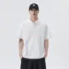 Camisa Polo de Punto Elástico Blanca para Hombre Manga Corta Verano Tendencia Marca 2026 Nuevo Color Puro Sencillo Camiseta Top